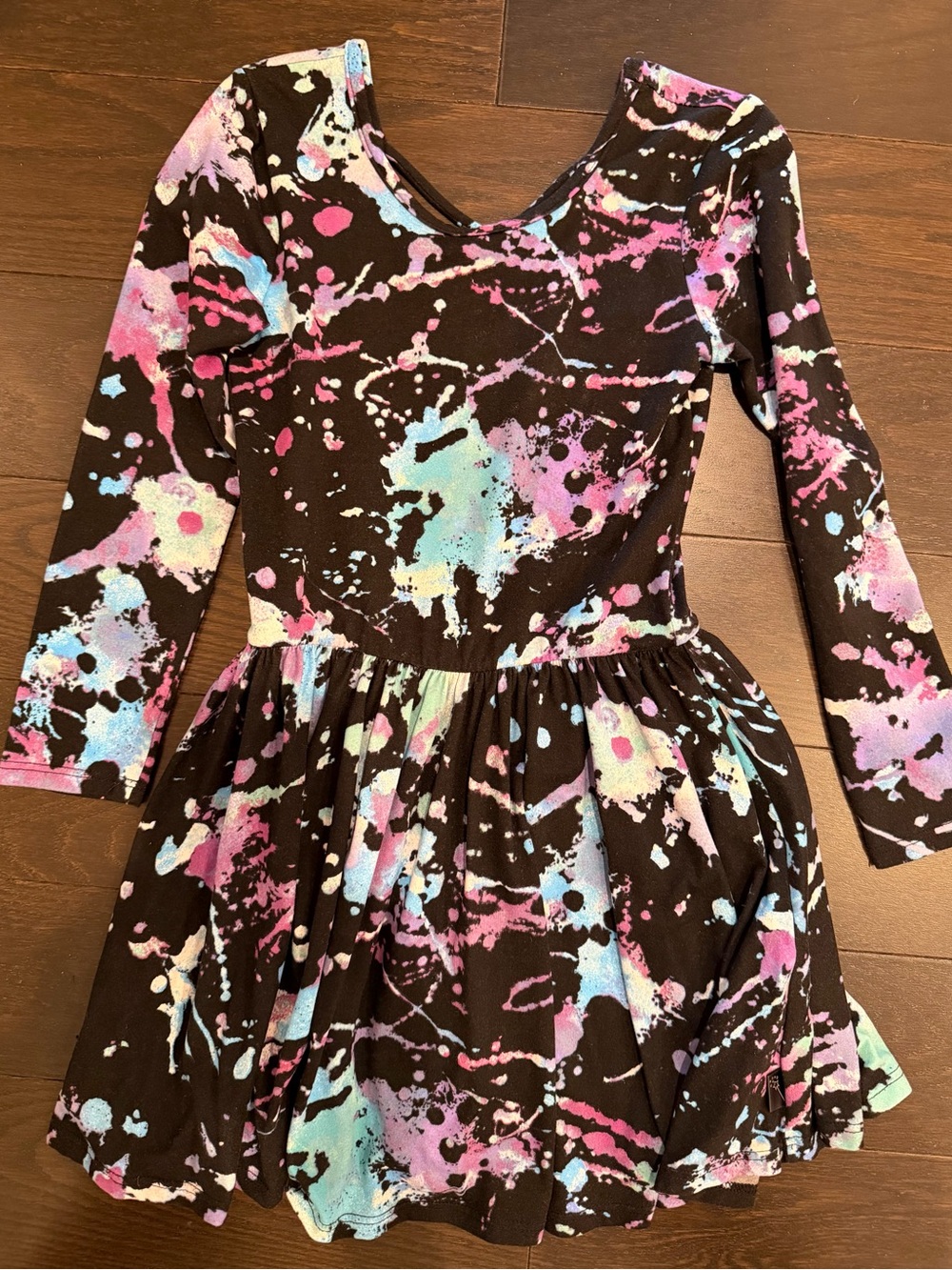 Pixielane Girls  Long-Sleeve Splash-Print Skater Dress - like new - Size 6